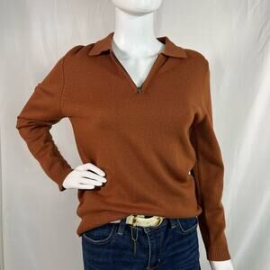Vintage Jones Wear Petite Long Sleeve Quarter Zip Pullover Sweater Elbow Patches